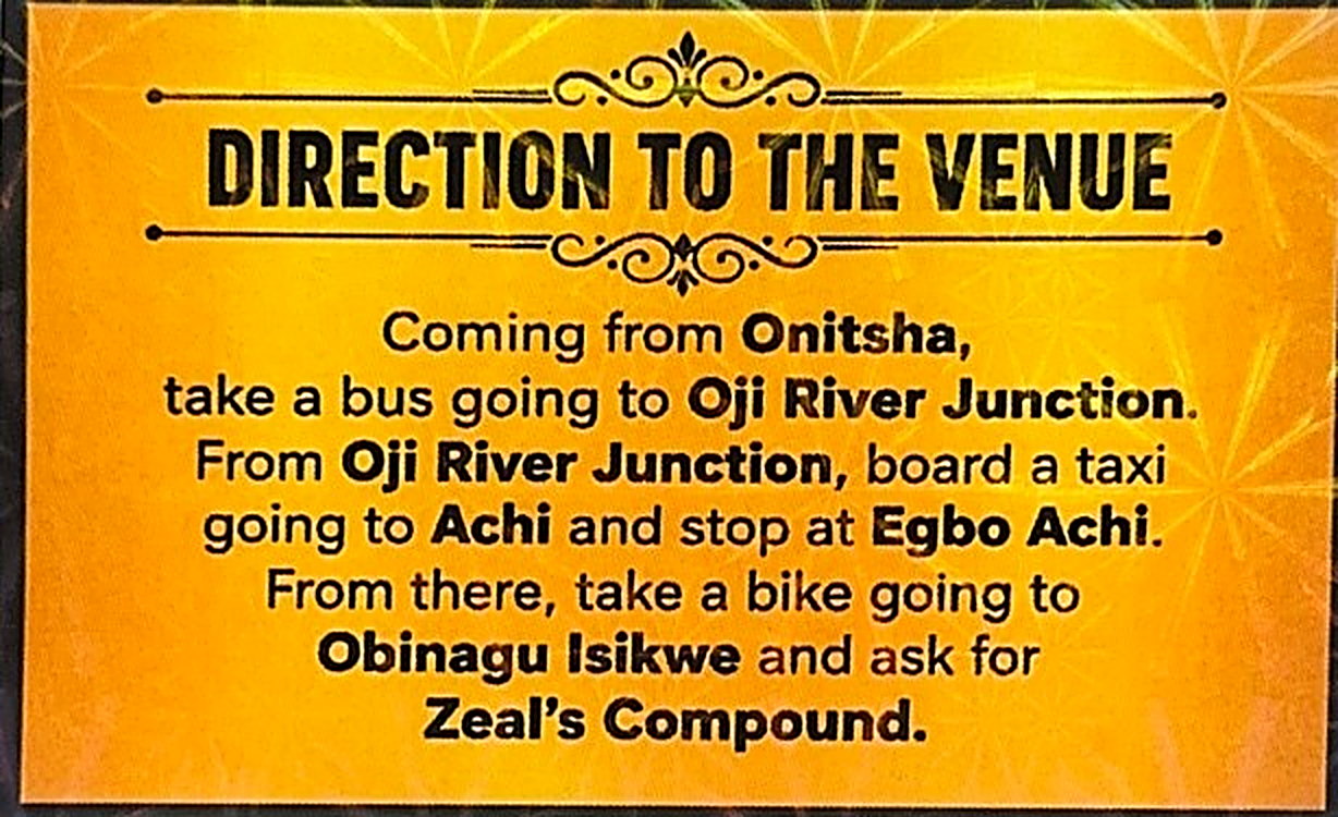 Photo of the venue - Dr Ik. Uzor's Compound, Umuolewe, Obinagu Isikwe Achi, Orji River LGA, Enugu State